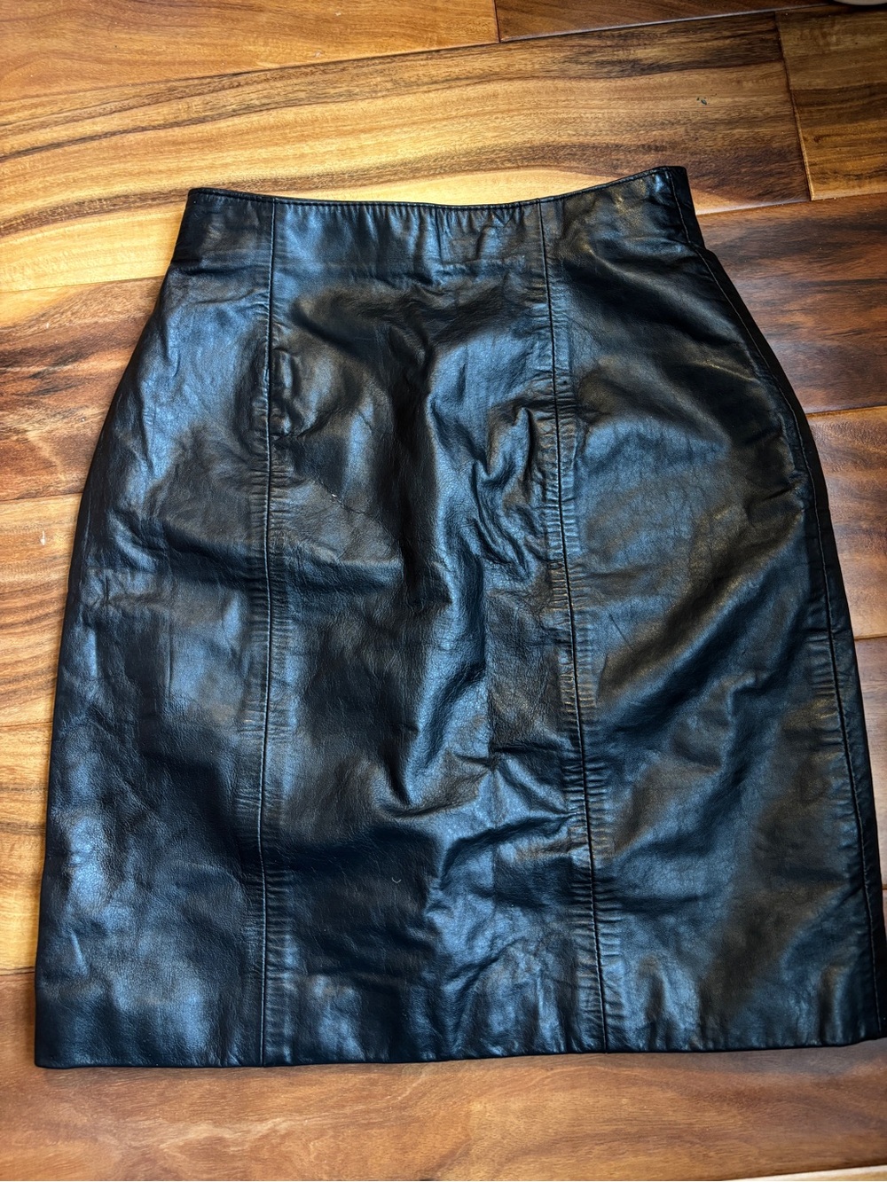 Vintage Byrnes and Baker Black Leather Pencil Skirt - sz 2